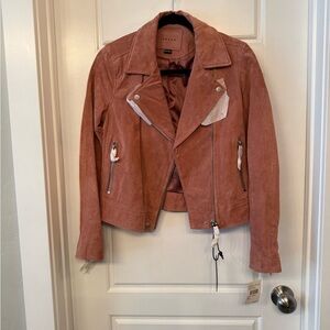 Blank NYC Pink Leather Suede Biker Jacket XSmall